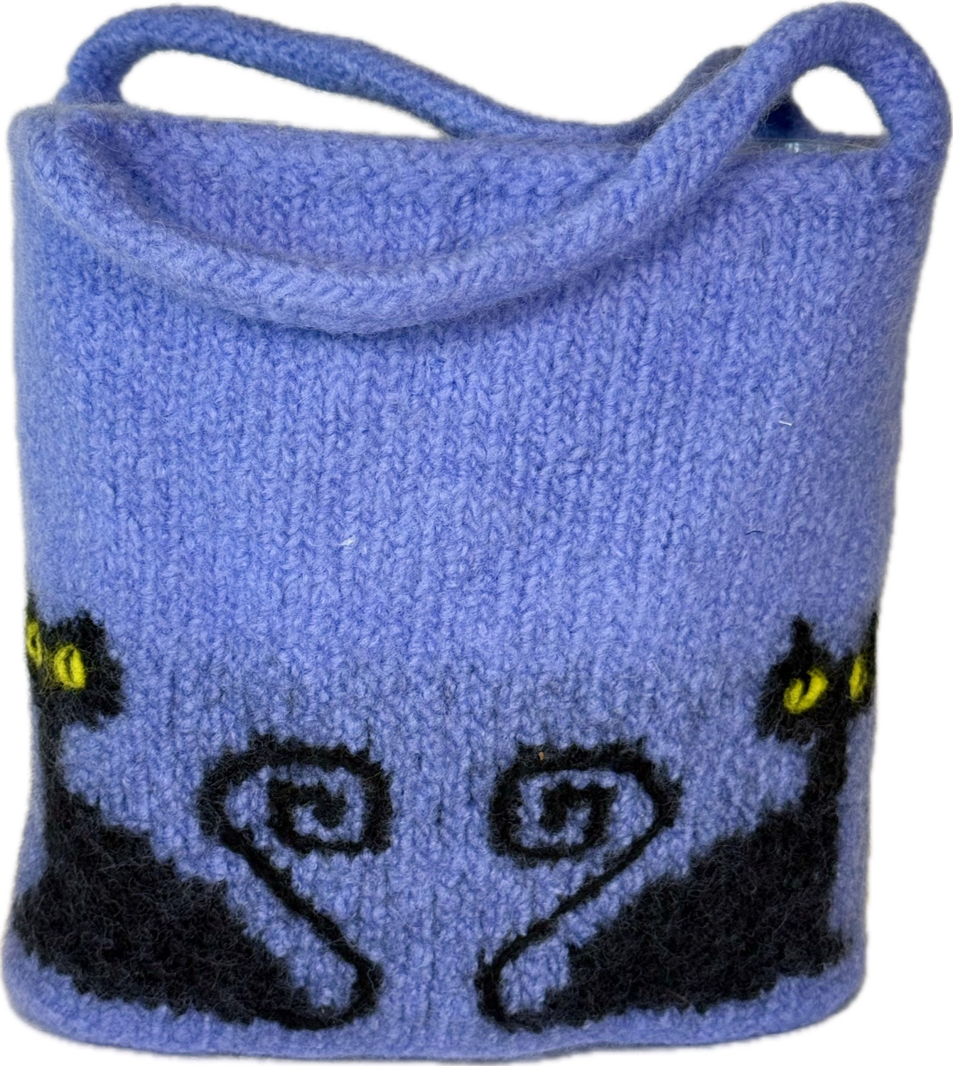 Lavender and periwinkle cat-shaped bag